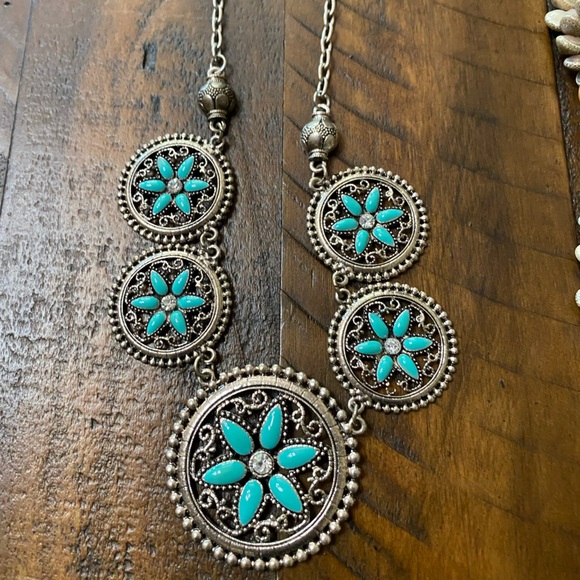 Womens Necklaces Lot of 3 Seashell, turquoise and feather - Picture 3 of 6